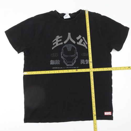 Marvel Iron Man Black Cotton Graphic Men's T-Shirt Medium