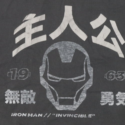 Marvel Iron Man Black Cotton Graphic Men's T-Shirt Medium