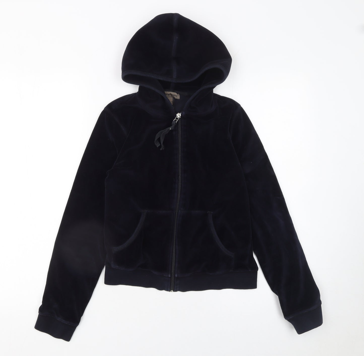 MNG Basics Women's Black Velour Full Zip Hoodie Size 10