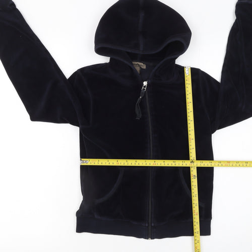 MNG Basics Women's Black Velour Full Zip Hoodie Size 10
