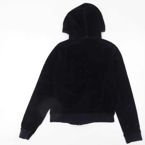 MNG Basics Women's Black Velour Full Zip Hoodie Size 10