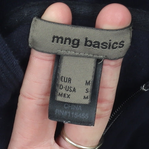 MNG Basics Women's Black Velour Full Zip Hoodie Size 10