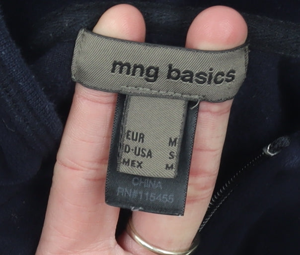 MNG Basics Women's Black Velour Full Zip Hoodie Size 10