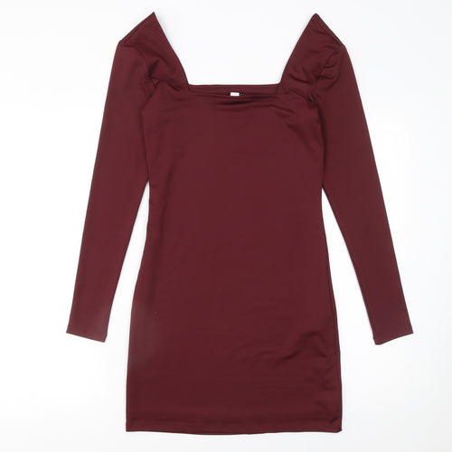 Bar III Women's Red XS Bodycon Long Sleeve Short Dress
