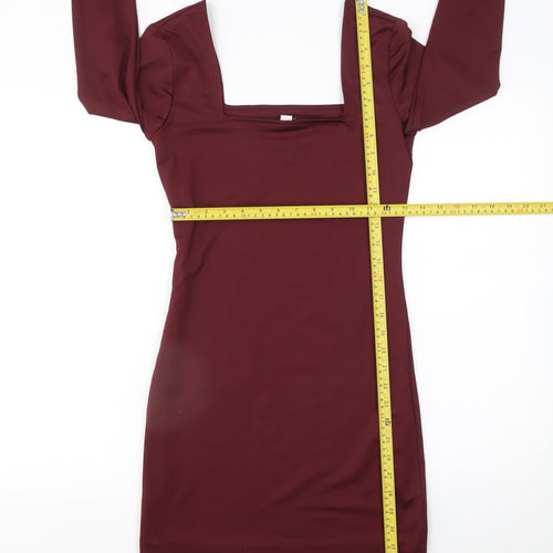 Bar III Women's Red XS Bodycon Long Sleeve Short Dress