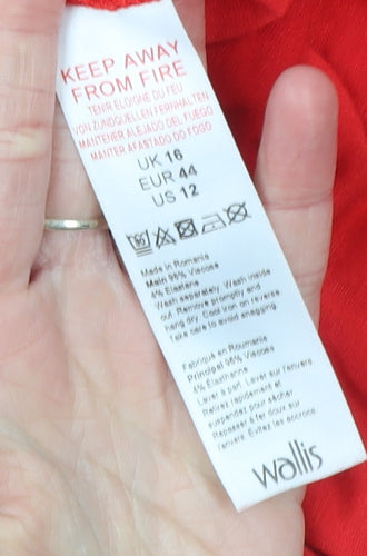 Wallis Women Red Size 16 Knee Length Wrap Dress