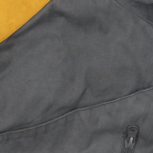 Boxfresh Women Grey Mustard Bomber Jacket L Faux Fur Collar Zip Pockets