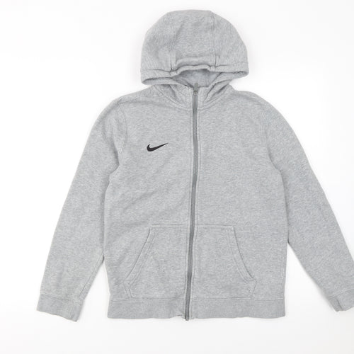 Nike Boys Grey Full Zip Hoodie L - Casual Fleece Sportswear