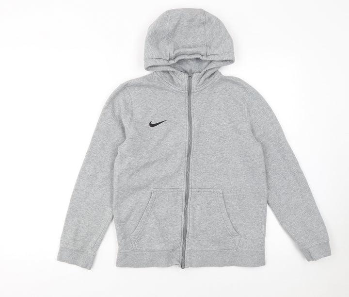 Nike Boys Grey Full Zip Hoodie L - Casual Fleece Sportswear