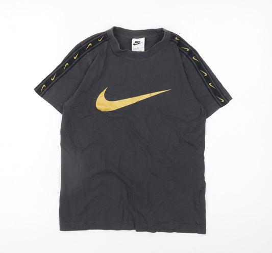Nike Boys Black Gold Logo T-Shirt Medium 137-147cm Sportswear Tee
