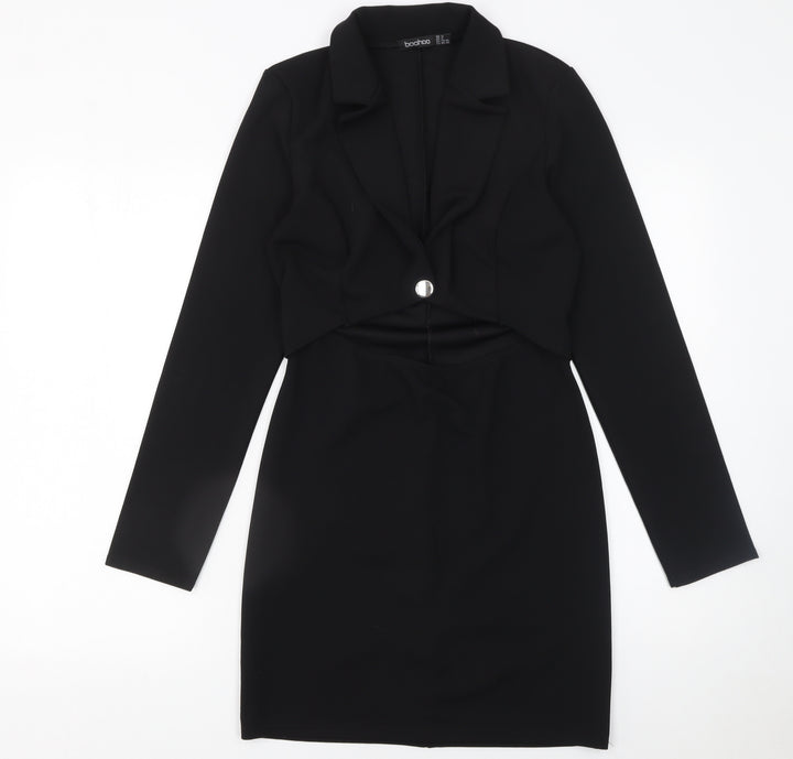 Boohoo Women’s Black Size 12 Long Sleeve Jacket Dress