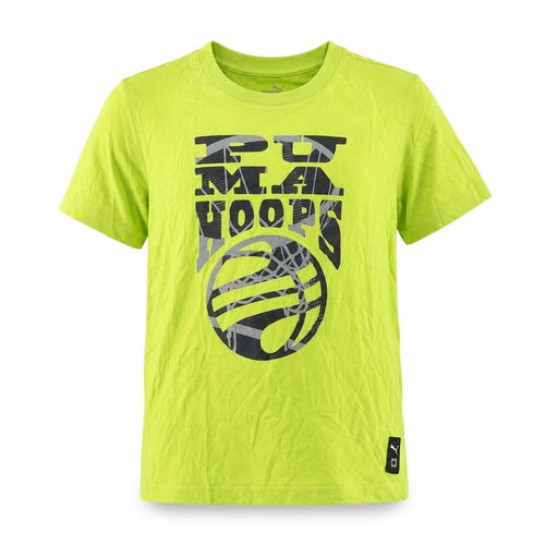 Puma Boys Yellow Graphic Basketball T-Shirt 11-12 Years Short Sleeve Cotton