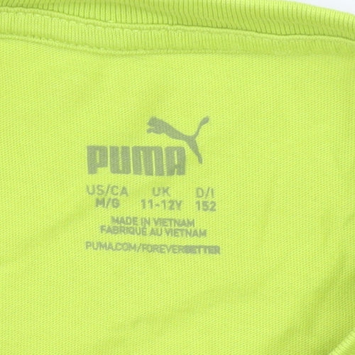 Puma Boys Yellow Graphic Basketball T-Shirt 11-12 Years Short Sleeve Cotton