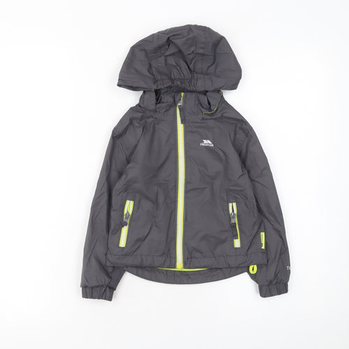 Trespass Boys Grey Waterproof Hooded Rain Coat Jacket 2-3 Years