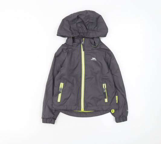 Trespass Boys Grey Waterproof Hooded Rain Coat Jacket 2-3 Years