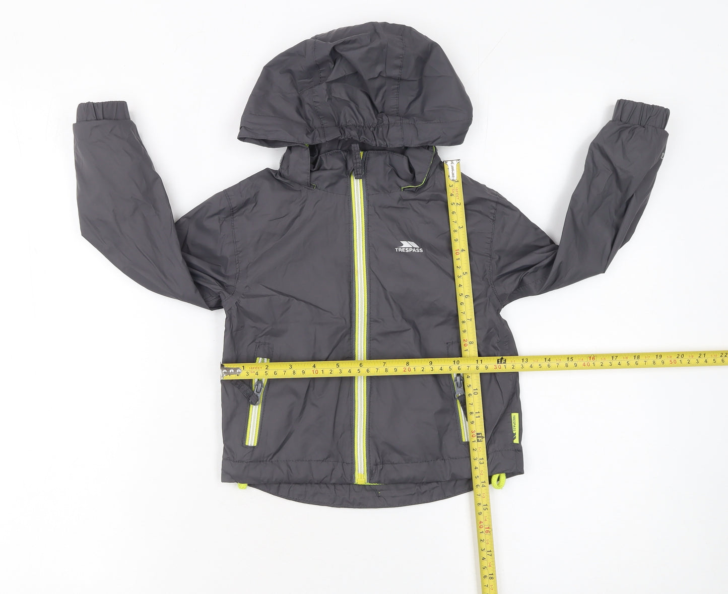 Trespass Boys Grey Waterproof Hooded Rain Coat Jacket 2-3 Years