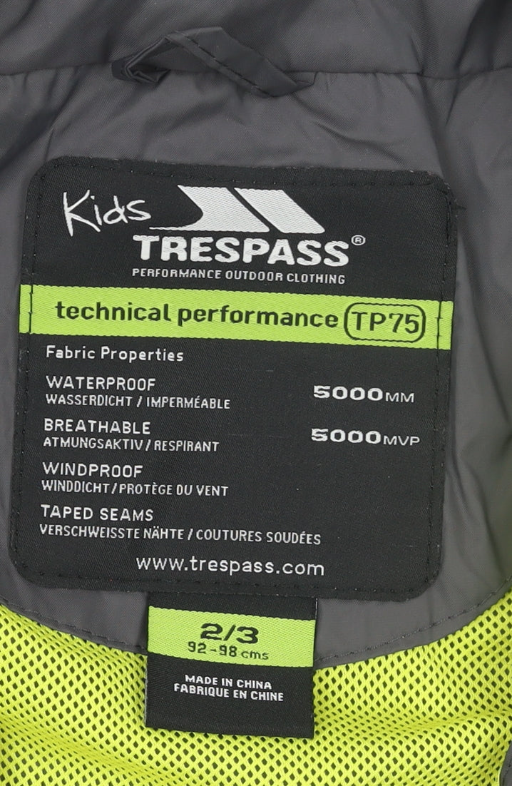 Trespass Boys Grey Waterproof Hooded Rain Coat Jacket 2-3 Years