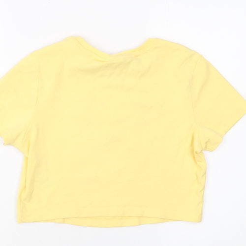 Tom and Jerry Women's Yellow Cropped T-Shirt M Crew Neck Cotton