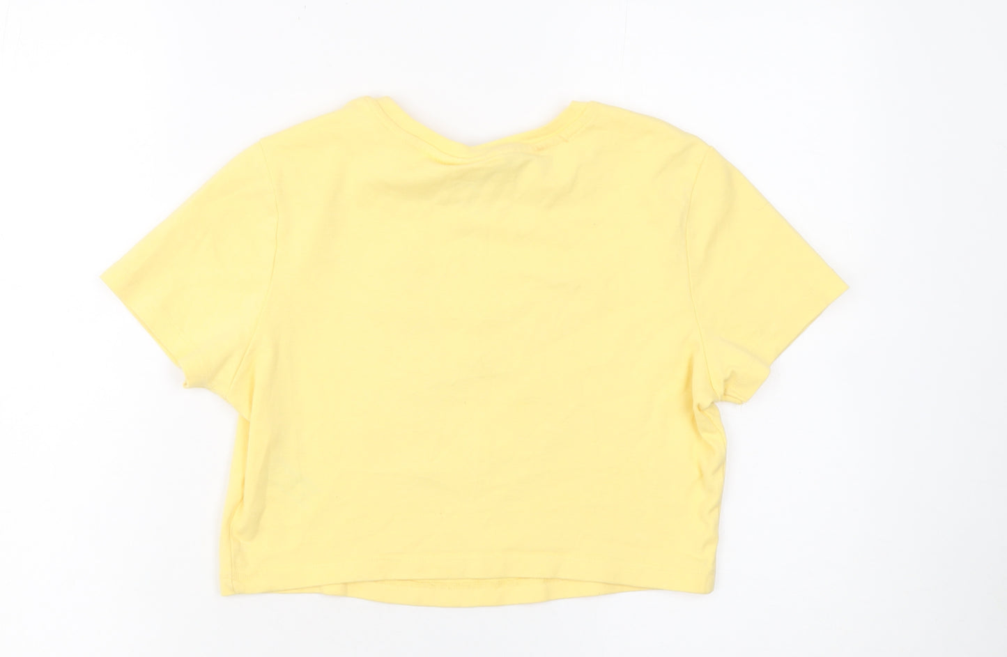 Tom and Jerry Women's Yellow Cropped T-Shirt M Crew Neck Cotton