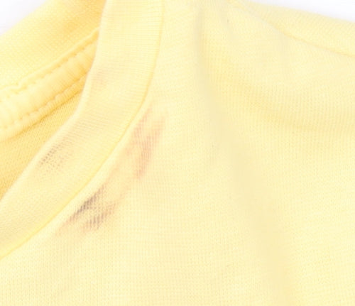 Tom and Jerry Women's Yellow Cropped T-Shirt M Crew Neck Cotton
