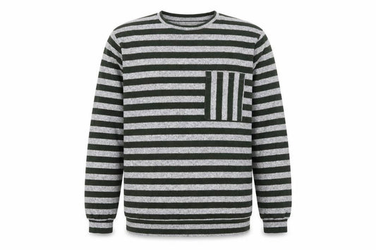 Front view of Zara girls’ grey striped pullover knit jumper 13-14 years long sleeve