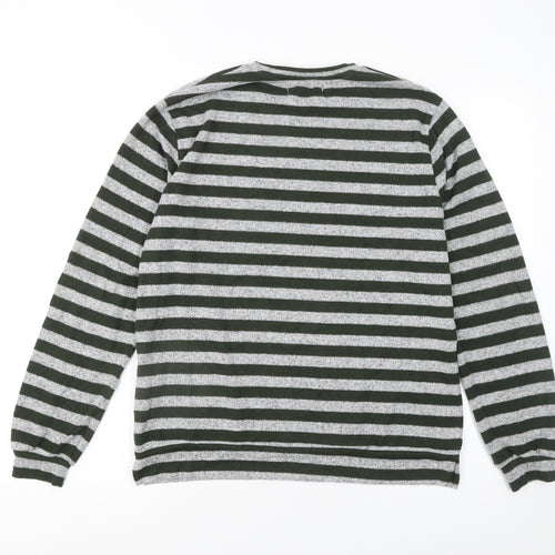 Zara Girls Grey Striped Pullover Knit Jumper 13-14 Years Long Sleeve