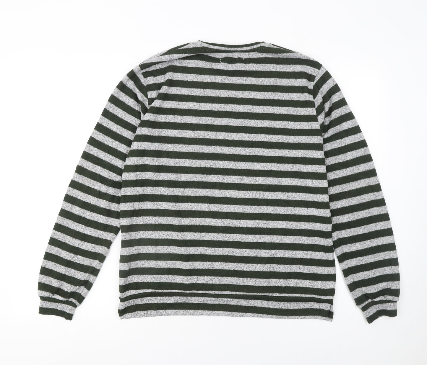 Zara Girls Grey Striped Pullover Knit Jumper 13-14 Years Long Sleeve
