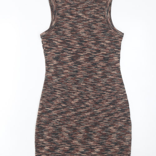 H&M Divided Women Brown Bodycon Knit Sleeveless Dress Size 8