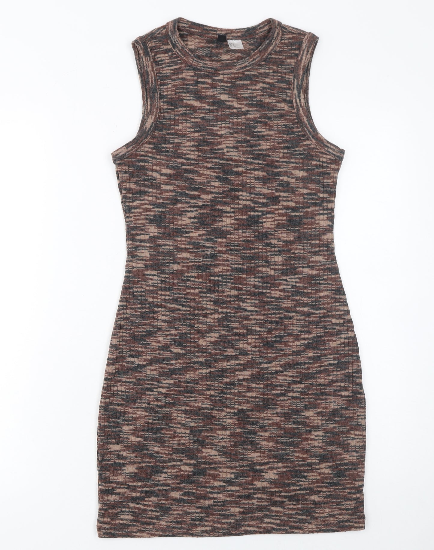 H&M Divided Women Brown Bodycon Knit Sleeveless Dress Size 8
