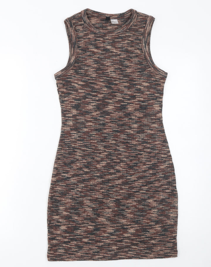 H&M Divided Women Brown Bodycon Knit Sleeveless Dress Size 8