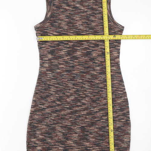 H&M Divided Women Brown Bodycon Knit Sleeveless Dress Size 8