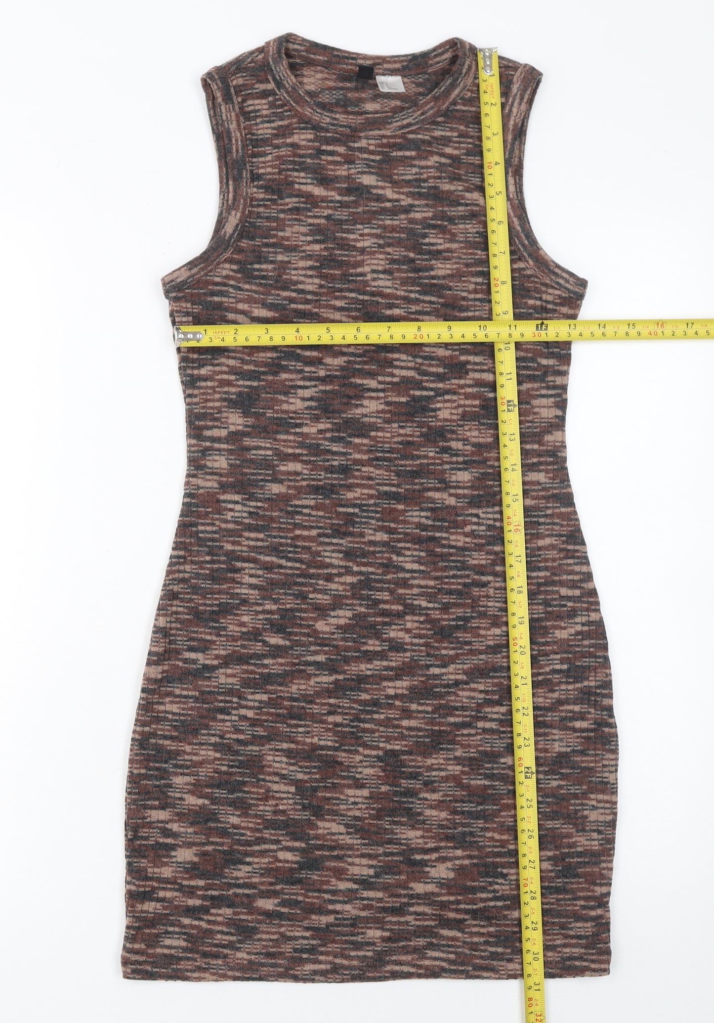 H&M Divided Women Brown Bodycon Knit Sleeveless Dress Size 8