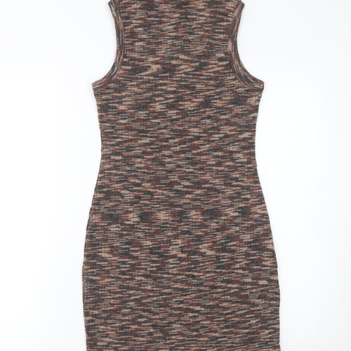 H&M Divided Women Brown Bodycon Knit Sleeveless Dress Size 8