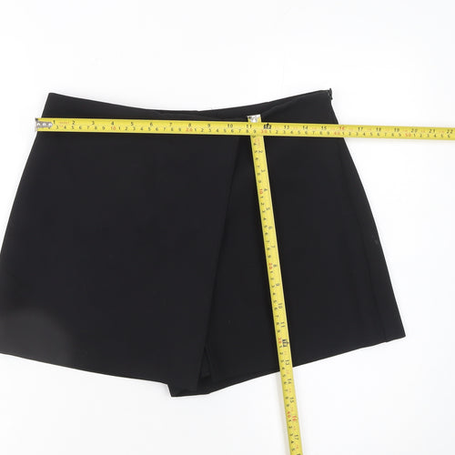 Zara Women Black Size 16 High Rise Wrap Shorts