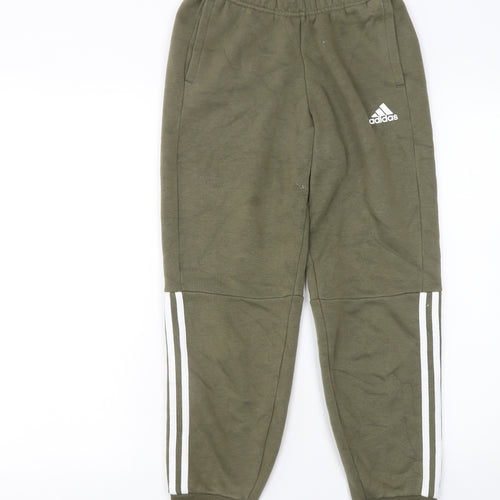 Adidas Boys Green Jogger Trousers 11-12 Years Activewear Elastic Waist