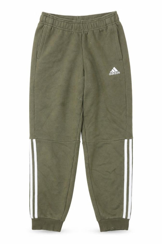 Front view of Adidas boys’ green jogger trousers 11-12 years activewear elastic waist
