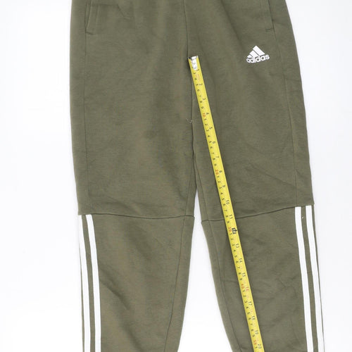 Adidas Boys Green Jogger Trousers 11-12 Years Activewear Elastic Waist
