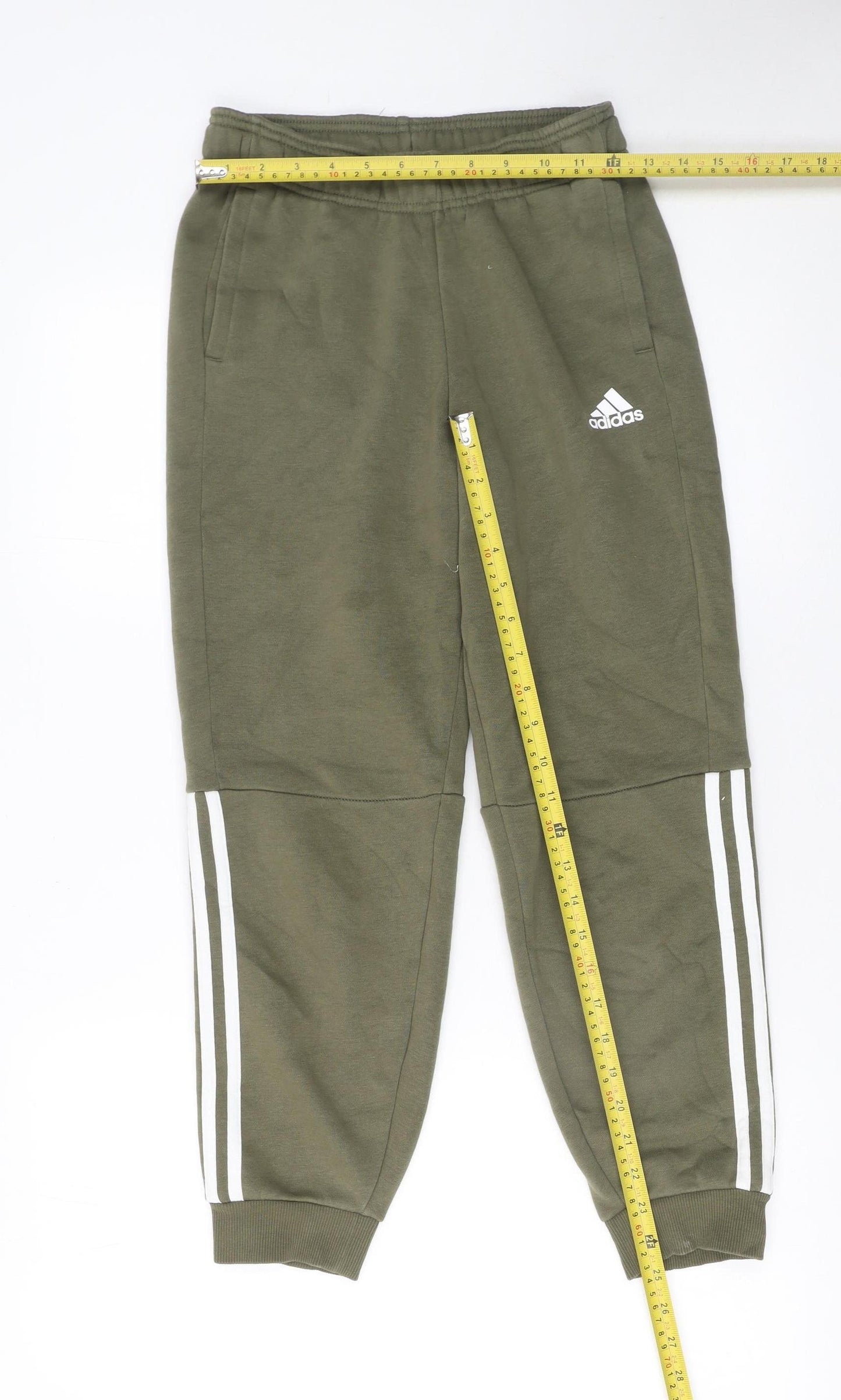 Adidas Boys Green Jogger Trousers 11-12 Years Activewear Elastic Waist