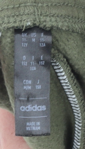 Adidas Boys Green Jogger Trousers 11-12 Years Activewear Elastic Waist