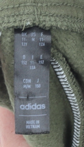 Adidas Boys Green Jogger Trousers 11-12 Years Activewear Elastic Waist