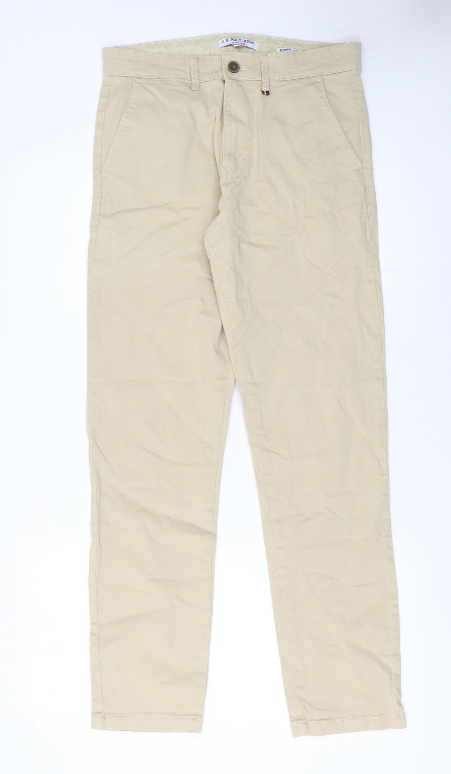 U.S. Polo Assn. Men's Beige Chino Trousers 30R Regular Fit