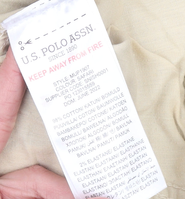 U.S. Polo Assn. Men's Beige Chino Trousers 30R Regular Fit