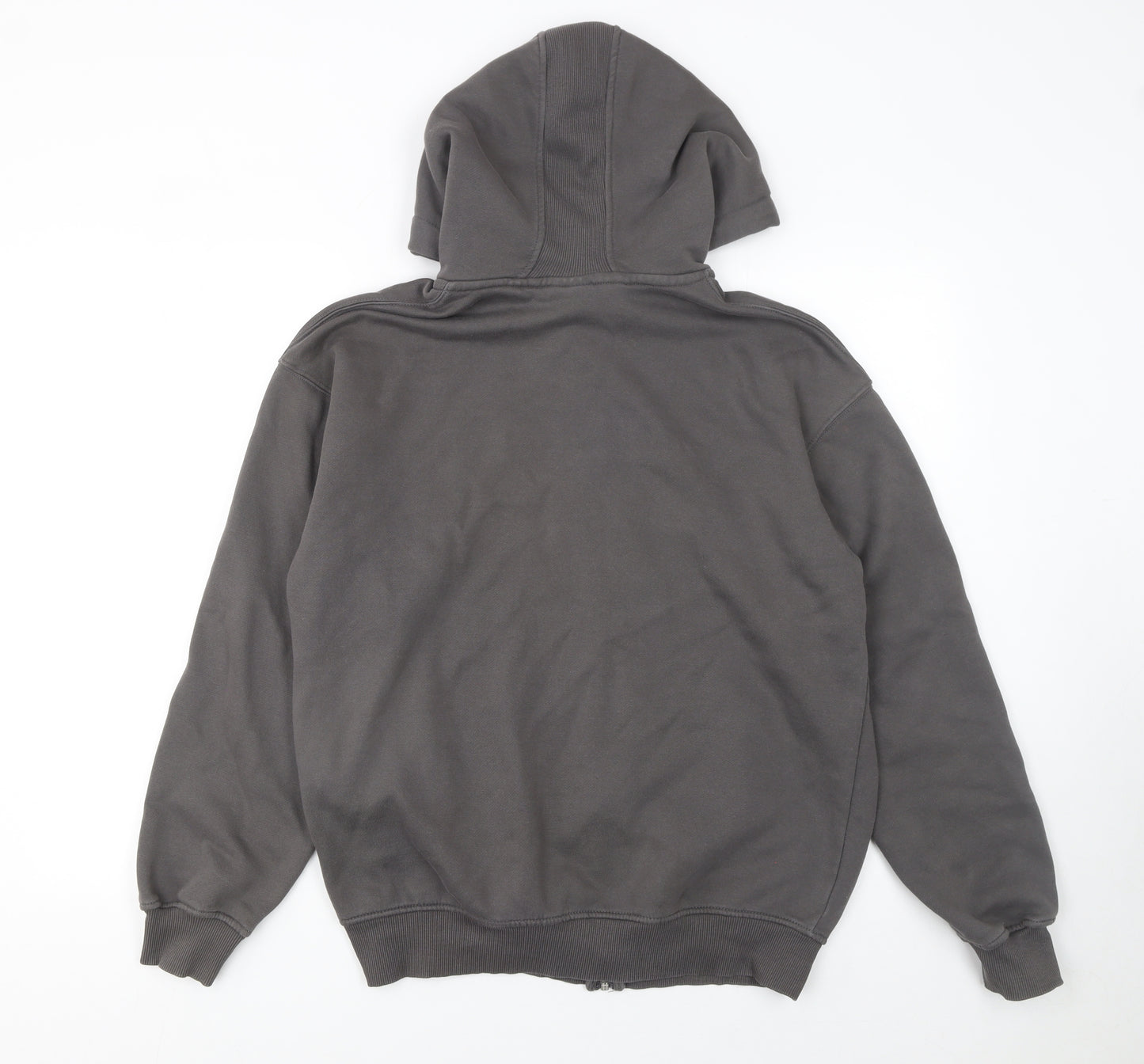 Bershka Women Grey Full Zip Hoodie Size S Cotton Blend Casual
