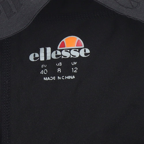Ellesse Womens Black Leggings Size 12 Slim Fit Activewear Trousers