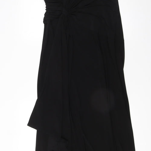 Marina Womens Black One Shoulder Long Formal Dress Size 18