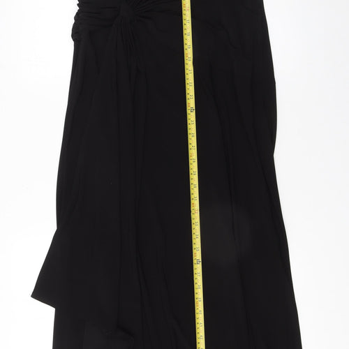Marina Womens Black One Shoulder Long Formal Dress Size 18