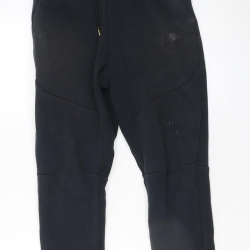 Nike Boys Black Fleece Jogger Trousers L 147-158cm Elastic Waist Pockets