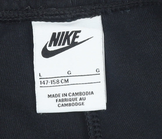 Nike Boys Black Fleece Jogger Trousers L 147-158cm Elastic Waist Pockets