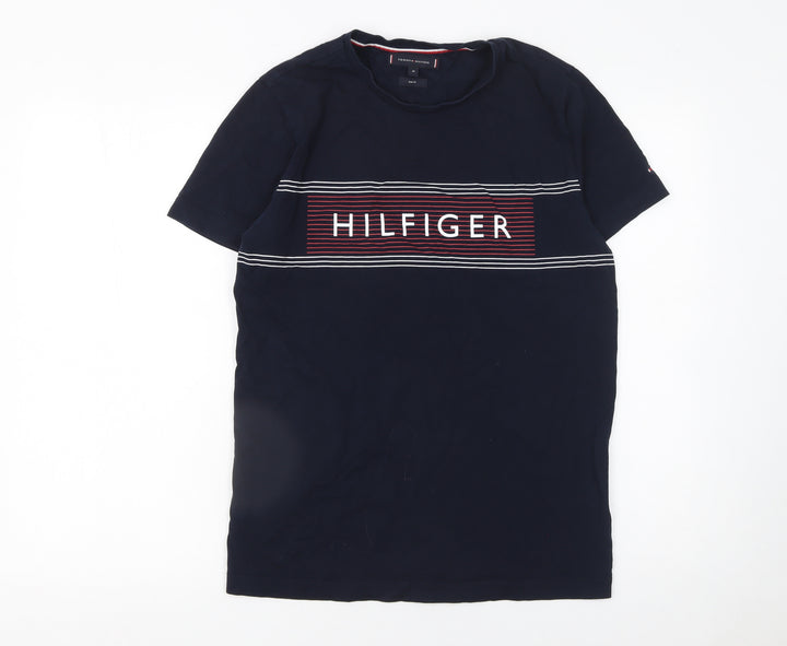 Tommy Hilfiger Men Blue Slim Fit Logo Graphic Cotton T-Shirt M