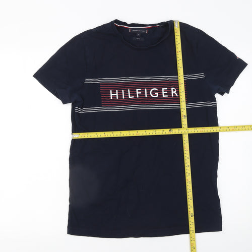 Tommy Hilfiger Men Blue Slim Fit Logo Graphic Cotton T-Shirt M